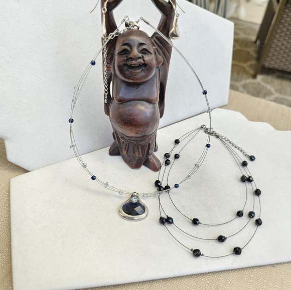 SET! Lia Sophia with 925 Teardrop Earrings & Beaded Choker SET! - Picture 3 of 14